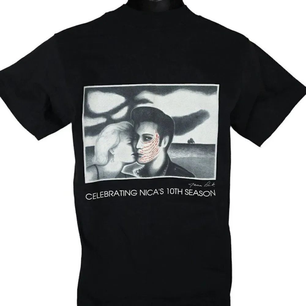 Elvis Presley Blue Moon T Shirt Mens Size Medium Vintage 80s James Pink NICA Art